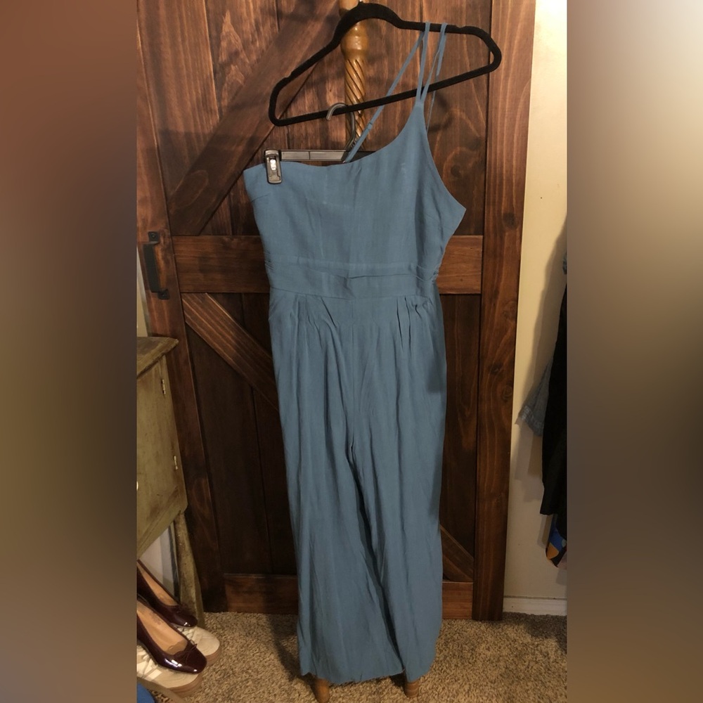 Asymmetrical Slate Blue Wide-Leg Jumpsuit